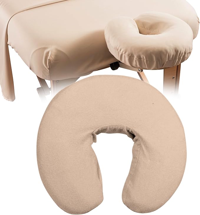 Deluxe Flannel Face Cradle Covers by NRG - 100% Brushed Cotton Face Rest Covers - Protect Your Massage Table Face Cradle - Adds Warmth and Comfort - 13" x 13" x 6" - 200 Thread Count - Color Natural