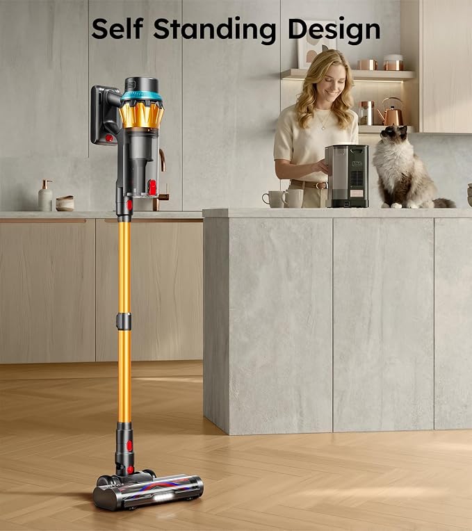 Cordless Vacuum Cleaner, 650W/60Kpa/70 Mins Cordless Stick Vacuum, Self-Standing Wireless Vacuum with LED Displsy, 1.8L Dust Cup, Anti-Tangle Vacuum Cordless, Vacuum Cleaners for Home/Pet Hair/Carpet