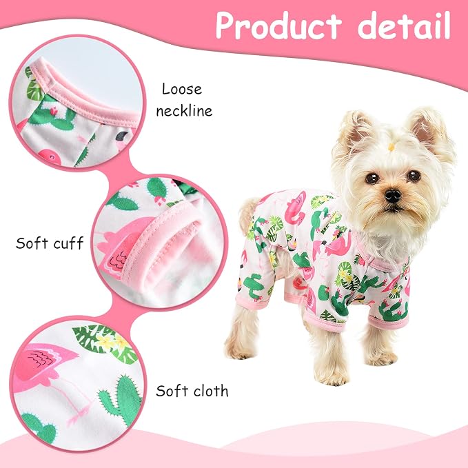 Dog Pajamas for Small Dogs Boy Girl, Dog Clothes Tiny Chihuahua Yorkie Spring Summer Shirt, Cute Puppy Outfit Pjs Jumpsuit Cat Onesie Apparel Pet Clothes