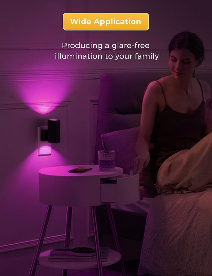 L LOHAS LED Night Light, Night Lights Plug into Wall, Color Changing | Nightlight RGB with Light Sensor, Home Decor for Kids Gifts, Halloween, Christmas, Holiday, Hallway Bedroom Kids Room, 2 Pack