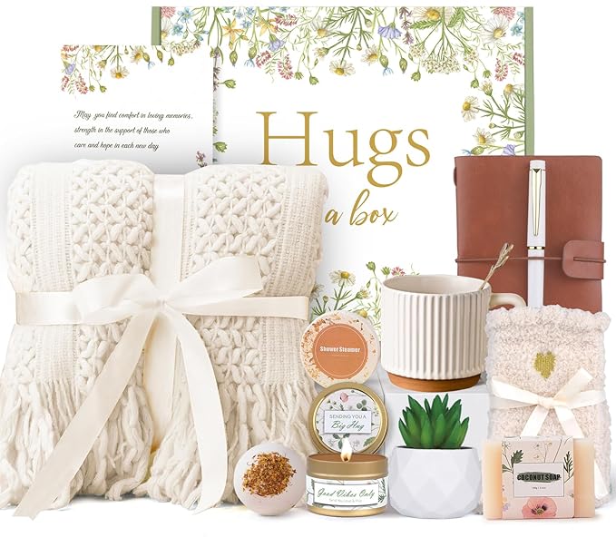 Gifts for Women,Self Care Get Well Soon Care Package,Hug in A Box Relaxing Spa Gift Baskets,Sympathy,Feel Better,Inspirational Thinking of You Gifts for Women Friend Her Sister Mom Grandma Birthday