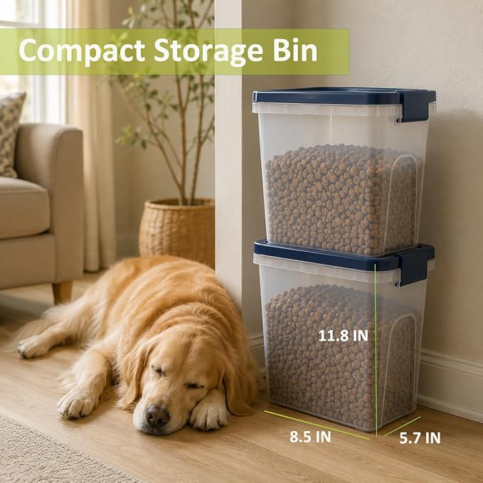 5-10 Lbs Airtight Cat Dog Food Storage Container, 8QT Compact Pet Food Bin