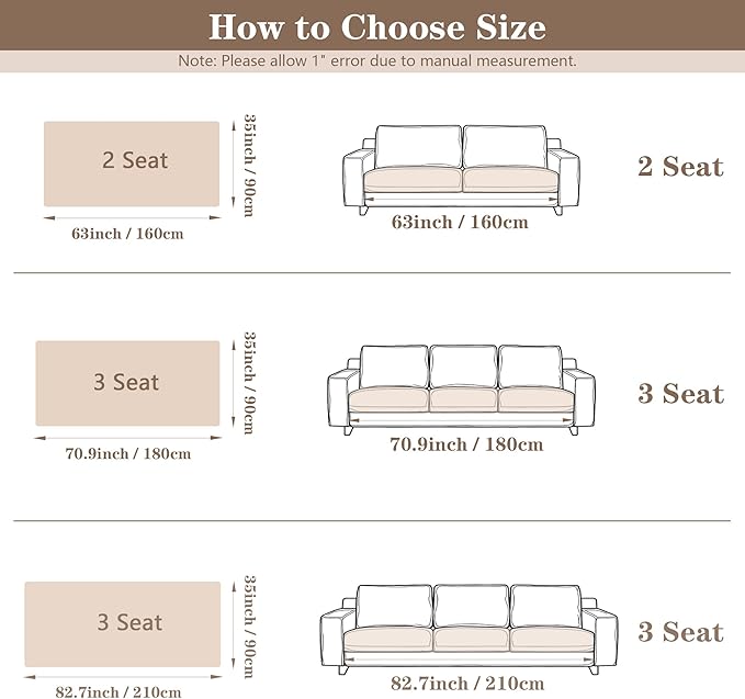MYSKY HOME 100% Waterproof Couch Cover for Pets, Couch Covers for Sofa, Sectional Couch Covers for Dogs, Sofa Covers Washable Slipcovers Protector Couch Cushion Covers, Off White, 35"x70.9"