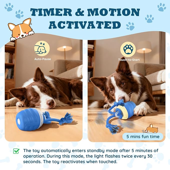 Interactive Dog Toys Ball, Motion Activated Dog Toy for Medium/Large Dogs, Wicked Balls for Boredom, Dogs Toy to Keep Them Busy(Blue)