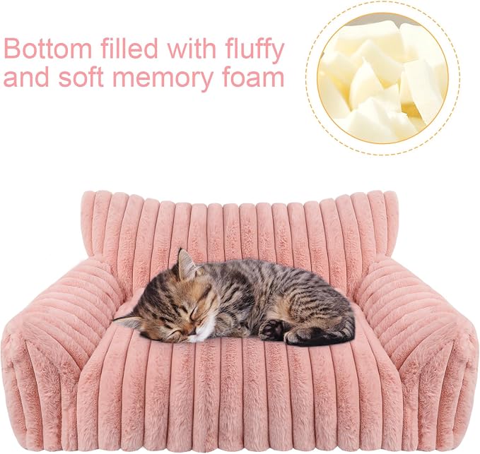 Dog Beds for Small Dogs,Cat Dog Couch Bed for Indoor Cats, Dog Sofa,M,Pink | Dog Couch Bed with Removable Washable Cover,Cute Fluffy Pet Sofa Cat Couch Bed,Washable Dog Bed Medium Large Size Dog