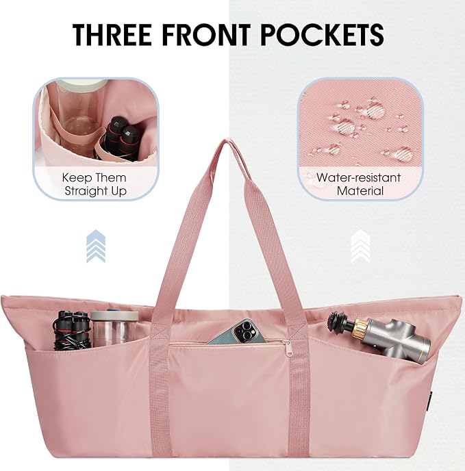 sportsnew Large Yoga Mat Bag with Shoes Compartment and Wet Pocket Ladies Pilates Gym Tote Bag with Yoga Mat Holder Strap for Women Men Workout Carrier Stuff Accessories