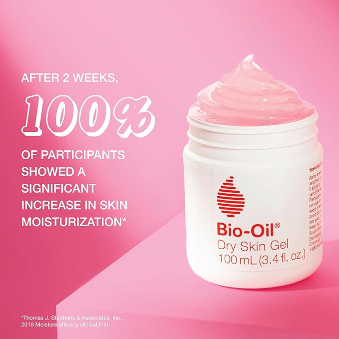 Bio-Oil Dry Skin Gel, Face and Body Moisturizer, Fast Absorbing Hydration, with Soothing Emollients and Vitamin B3, Non-Comedogenic, 1.7 Oz
