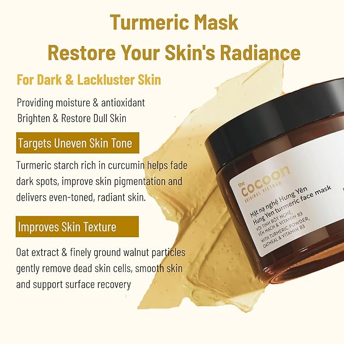 Cocoon Hung Yen Turmeric Face Mask for Dull Skin, Dark Spots, Blackheads, Skincare Facial Mask, Face Skincare Gift