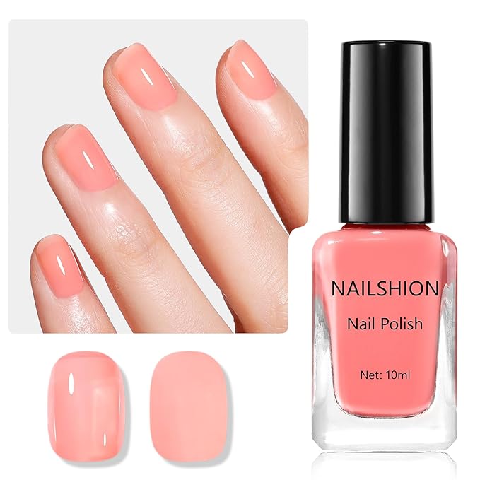 Pink Nail Polish Fast Dry Sheer Tinted Blush Rose Fingernail Polish, Jelly Pink 12-Toxic Free Vegan Rich in VE Nail Lacquer for All Tone Skin Home DIY Nail Art Gift for Women Girls