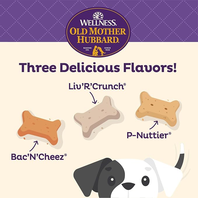 Old Mother Hubbard Wellness Classic Savory Mix Dog Biscuits, Natural Training Treats, 3 Flavors, Mini Size, 20 oz Bag (Pack of 2)