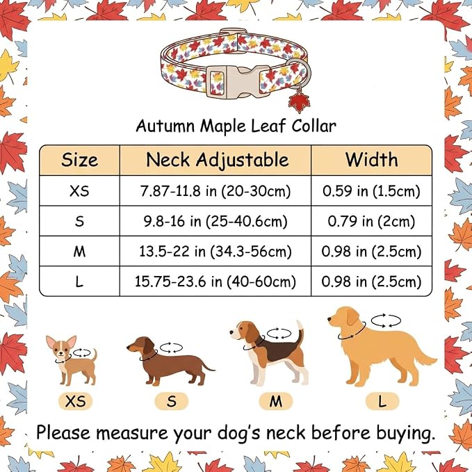 Fall Dog Collar, Puppy Collar for Small Dogs, S