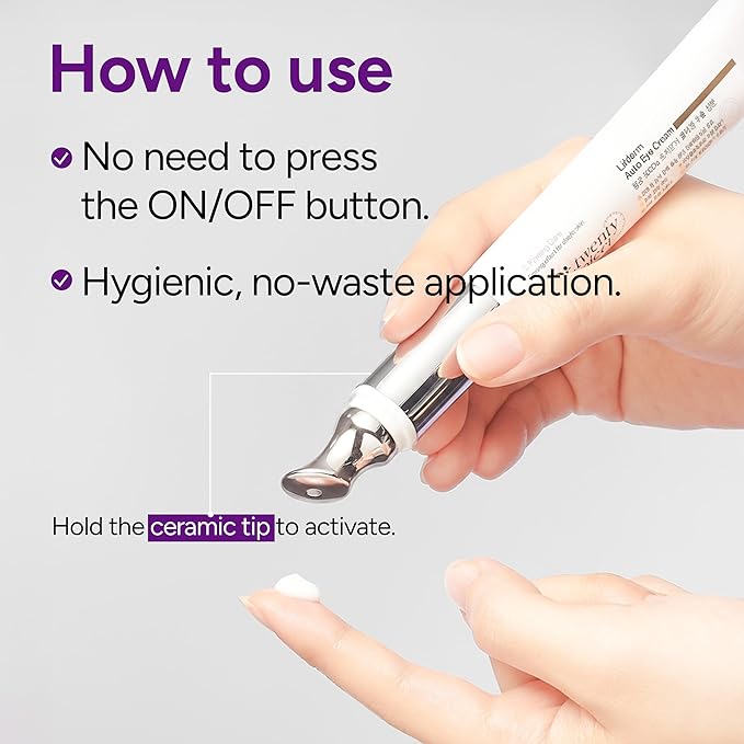 Lifderm Eye Cream with Collagen & Vibrating Device for Wrinkles, Anti-Aging, Dark Circles – Lifting, Firming, Tightening, Depuffing, Nourishing Korean Skincare (20ml 0.6 fl oz)