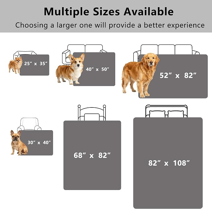 Waterproof Blanket - Reversible Dog Throw as Furniture Protector | Soft Velvet & Flannel, TPU Leak-Proof Liner, Machine Washable, Fits Couch and Bed, 40" x 50", Lightgrey/Darkgrey