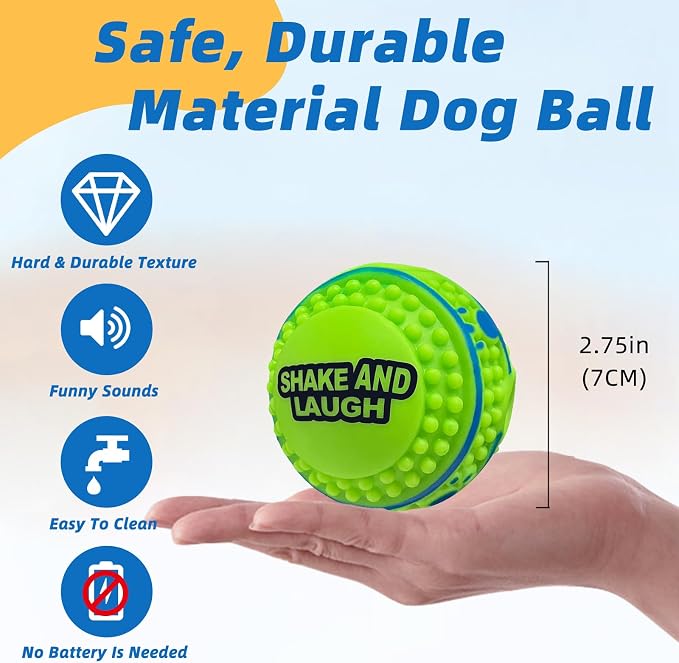 Spiky Interactive Dog Toys Ball, XS, 2.75 in (7 cm) | Shaking with Gibbering Sound, Training, Teeth Cleaning, Herding, Straight
