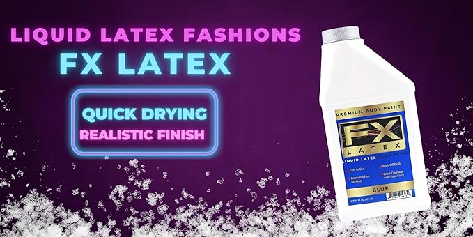 Liquid Latex - Face and Body Paint, Ammonia Free, Easy On and Off, Cosplay Makeup, Create Professional Monster, Zombie Arts 16 Oz (Blue)