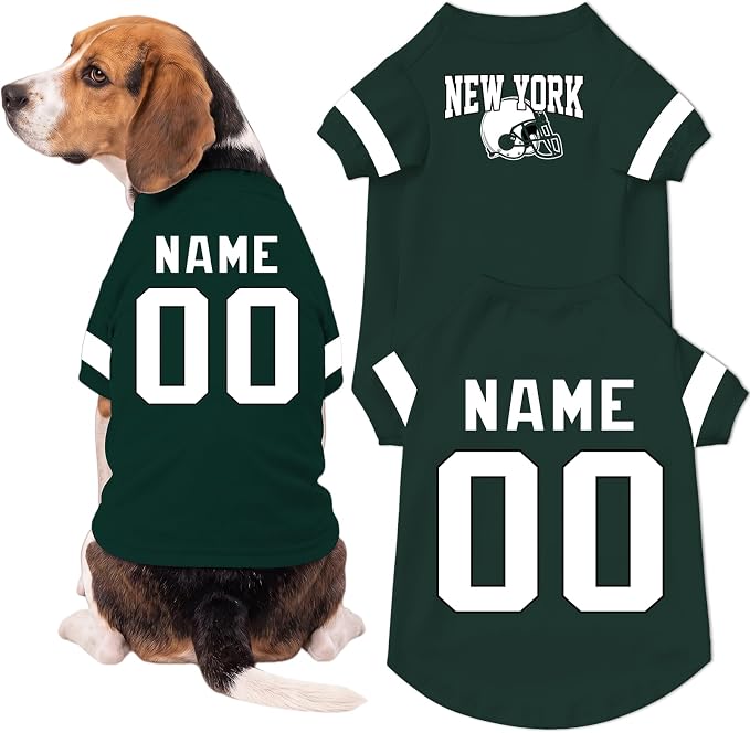 New York Dog Clothes Personalized Pet Jersey T-Shirt Custom Name Number