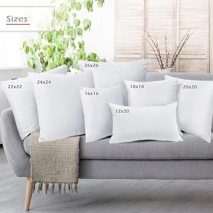 Nestl Throw Pillow Inserts Pack of 2 with Velvet Soft Solid Decorative Square Throw Pillow Covers Set for Sofa Couch Car Bedroom, 28X28 Throw Pillows Inserts with 26x26 Washable Cushion Covers, White