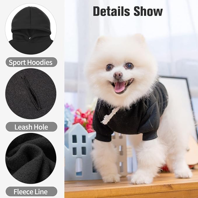 BINGPET Dog Hoodie for Large Dogs, Soft Pullover Pet Sweater | Warm Dog Sweatshirt Clothes, Winter Hooded Outfit for Girl Boy Dogs Puppy, French Pitbull Cold Weather Coats Wear, Black XL
