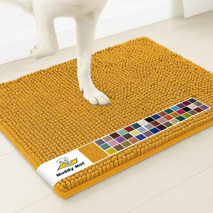 Muddy Mat® | Super Water Absorbent Door Mat Indoor, Microfiber Quick Dry Chenille Entryway Rug, Slip Resistant Front Door Mat, Indoor Mats for Entryway, Machine Washable Pet Rug, Gold 30" x 48"