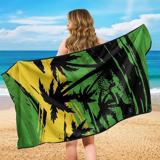 INSTANTARTS Coconut Tree Jamaican Flag Car Seat Cover Protector Sweat Towel Multi-Functional Car Towel
