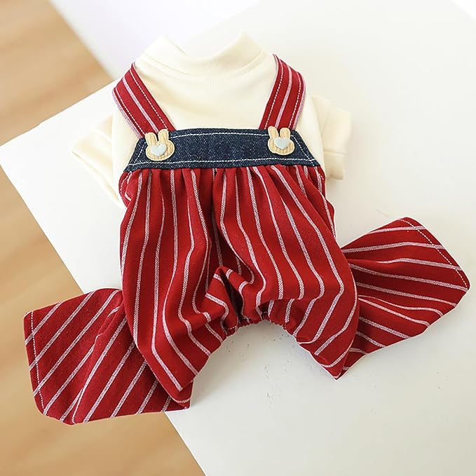 Dog Comfortable Soft Overalls Dog One-Piece Bear Outfit Puppy Cute Sweater Shirt Corduroy Pants Pet Stylish Summer Spring Clothes for Small Dogs Chihuahua Dachshund Daily Holiday Jumpsuit Costume