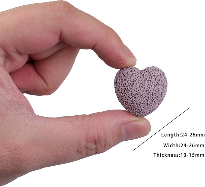 rockcloud Purple Lava Rock Stone Heart Shape Pocket Stones Dyed Lava Rocks Aromatherapy Essential Oil Diffuser Set, 0.9 Inch, 10 Pcs