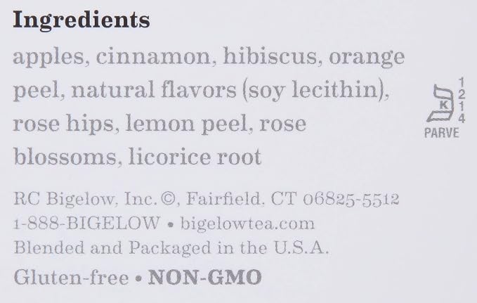 Bigelow Cinnamon Apple Herbal Tea Bags 28-Count Boxes (Pack of 6) Cinnamon Apple Hibiscus Flavored Herbal Tea Bags All Natural Non-GMO