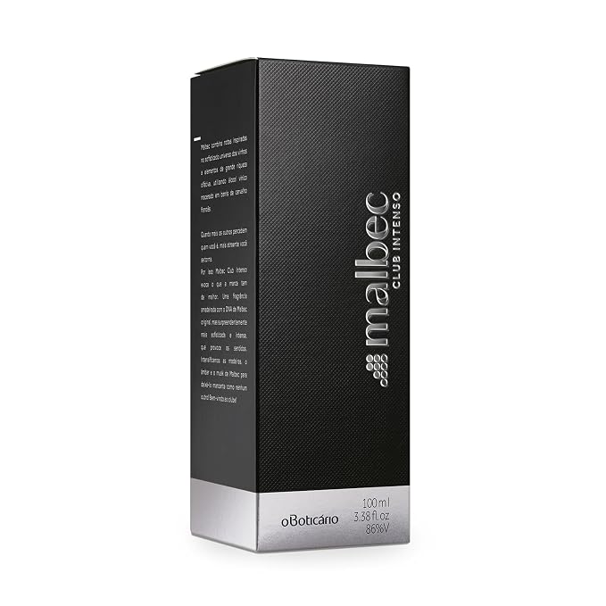 Malbec Intenso Eau De Toilette by O Boticário, Cologne For Men, Long Lasting Men's Fragrance, French Oak Barrel-Aged Red Wine & Woody Fresh Scent, 3.4 Ounce
