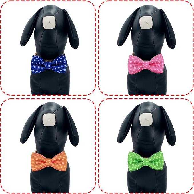 PET SHOW 8 Pack Dot Dog Bowties for Small Dogs Slide on Collar