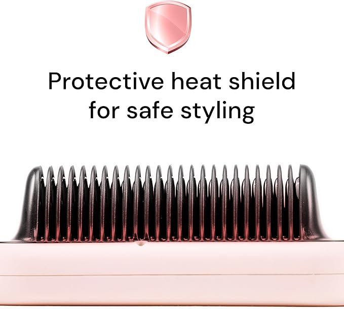 L'ANGE HAIR Smooth-It 2-in-1 Hot Comb Straightener | Digital Straightening Comb with Adjustable Heat Dial | Ionic Technology for Frizz-Free Styling | for All Hair Types (Digital Comb - Blush)