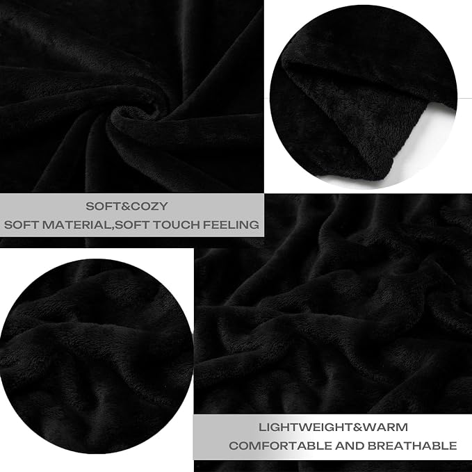 Black Fleece Plush Throw Blanket 108"x90"for Couch Sofa Fuzzy Cozy Flannel | Super Soft Lightweight Microfiber Blanket for Sofa Bed bedroom Home Decor All Season,Birthday Gifts for Women Mom Adult