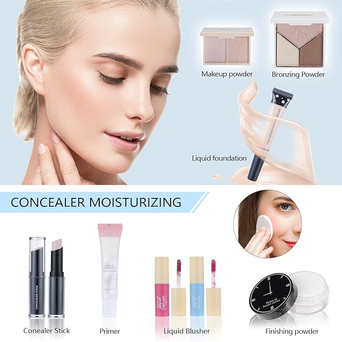 Makeup Kits For Girls Teens, Makeup Gift Set For Women with Eyeshadow Palettes, Brushes, Lip Gloss, Travel Make up Starter Kit For Beginners (C0934)