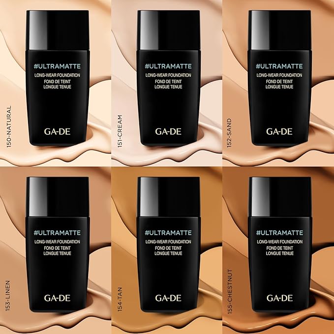 GA-DE Ultramate Long-Wear Foundation, 155 - Sweat-Resistant and No-Transfer Cream Foundation - Face Makeup for Flawless Ultra-Matte Finish - 1 oz
