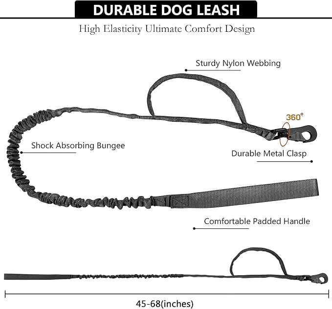 Tactical AirTag Dog Collar Leash Set - Heavy Duty, Adjustable GPS Collar