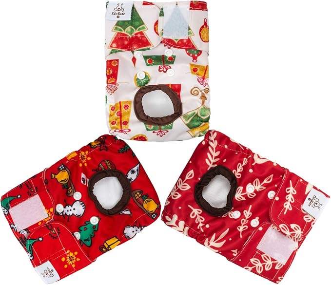CuteBone Dog Diapers Female Washable Small Medium Large 3 Pack Reusable Doggie Diapers Puppy Period Pants for Doggy Heat Cycle Peeing