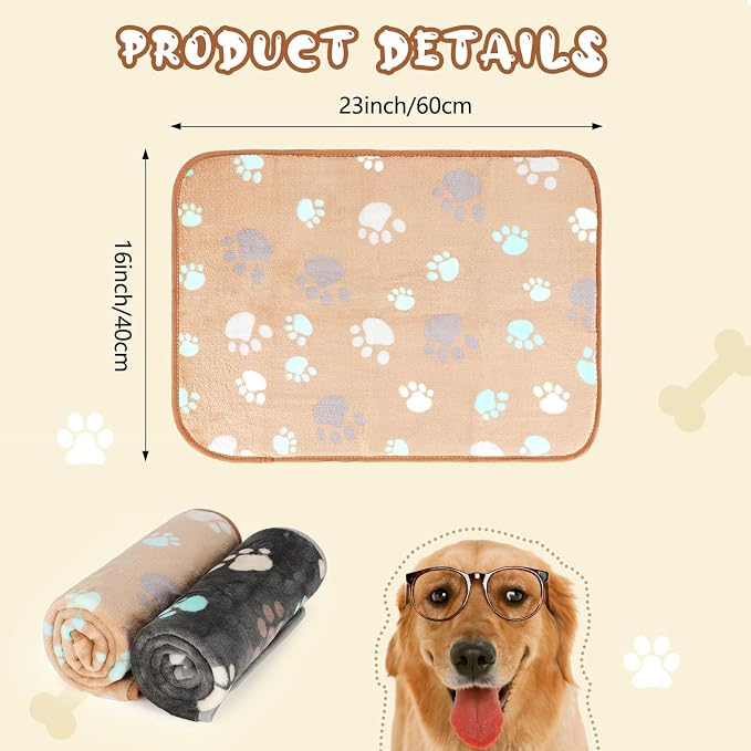 YUEPET 2 Pack Waterproof Dog Blankets, Washable Puppy Blankets 23 x 16 in | Grey and Coffee Pair, Reversible Soft Fleece, Mylar Heat-Reflective Layer, Bed Sofa and Car Use, Small Dogs and Cats