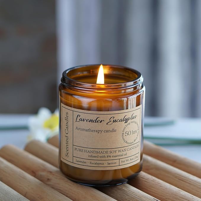 Lavender Eucalyptus Candles for Home Scented - Aromatherapy Candles for Women Relaxation Anxiety Stress Relief Claming Candles Gifts for Birthday Christmas Soy Wax Candle (2pk | 16oz)