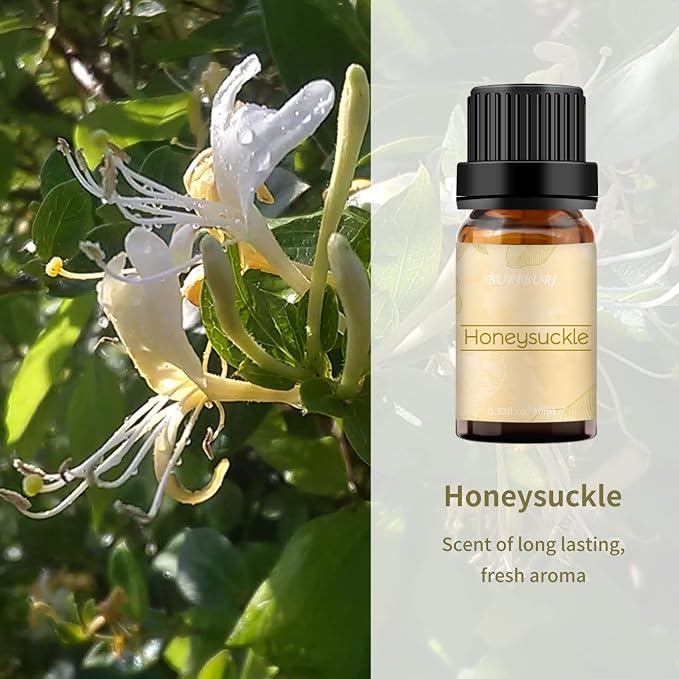 BURIBURI Honeysuckle and Gardenia Essential Oil Set, 100% Pure, Undiluted, Natural Essential Oils Gift Set for Diffuser, Massage