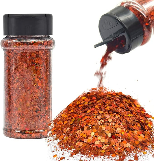 Burnt Orange - Craft Glitter - 2oz Glitter Shaker Bright Colorful Holographic Mix Chunky Body Glitter Bulk Wholesale 24 Colors in Shaker Cosmetic Glitter -EBLB400