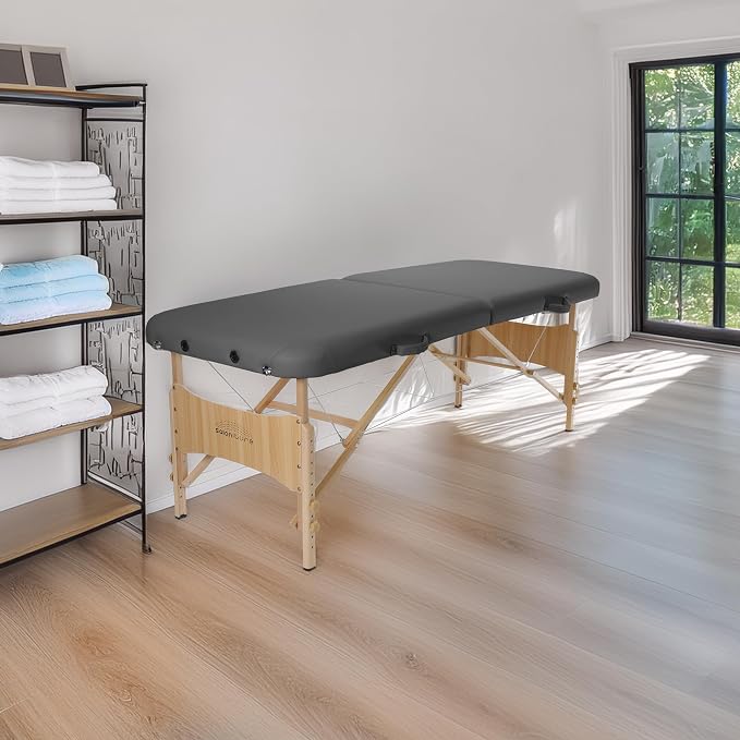 Saloniture Basic Portable Folding Massage Table - Dark Gray