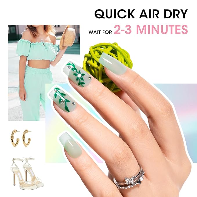 GELLEN Clear Pastel Nail Polish, Sheer Jelly Regular Nail Polish Quick Dry Spring Summer 6-Color Set for Acrylic Natural Nails Home Salon, No UV Gel, Chip Resistant, Hema Free, Non Toxic, TPO Free