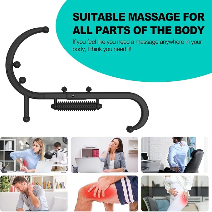 Trigger Point Massage Tool, Manual Back & Neck Massager Stick | Manual back massagers for neck & shoulder massage. Precision s-hook release tool provides deep tissue muscle knot pain relief