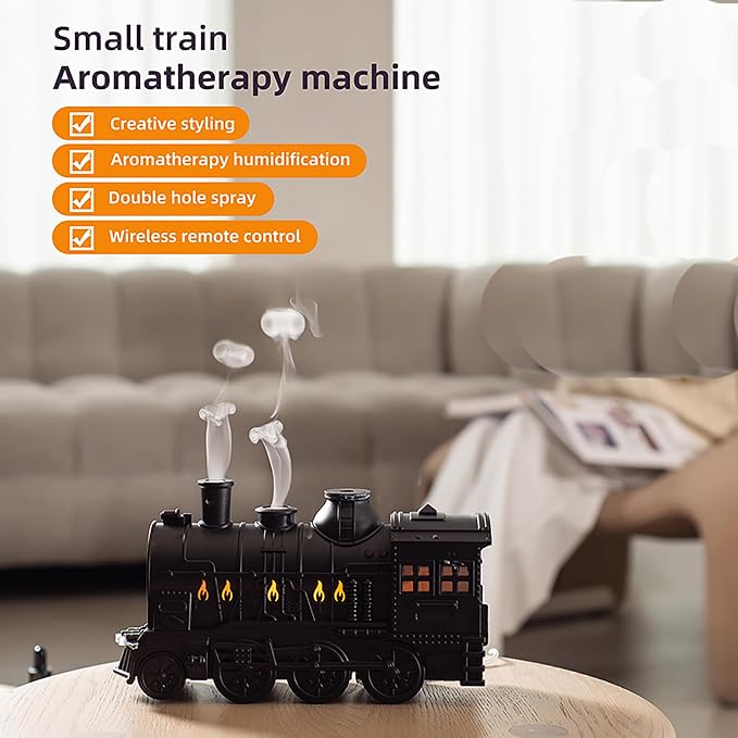 Train Diffuser 300ML Essential Oil Diffuser Ultrasonic Cool Mist Humidifier with LED Night Light, Remote Control, Timer, 2 Mist Modes for Home Bedroom Office Black