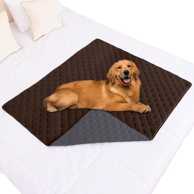 Smiry Waterproof Reversible Pet Couch Covers for Dogs | Pet Friendly, Soft Fabric, Washable Sofa Furniture Protector for Dogs Cat Kids, Checkered (40"x50", Chocolate/Dark Grey)