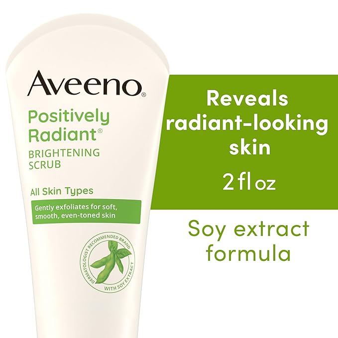 Aveeno Spa Day Gift Set, Full Body Skincare Set with Positively Radiant Face Scrub, Daily Moisturizing Body Lotion, & a Pair of Single-Use Skin Relief Hand Masks, Non-Comedogenic, 3 Items