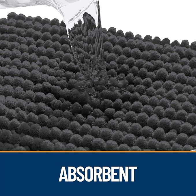 OLANLY Dog Door Mat for Muddy Paws 59x35, Extra Absorbent Chenille Mud Mat | Dark Grey, Absorbs Moisture and Dirt, Non-Slip Machine Washable Doormat, Quick-Drying Indoor Entryway Floor Mat for Dogs