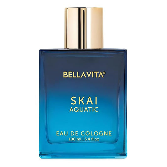 Bellavita Luxury SKAI Eau de Cologne | 100 ml (3.4 fl.oz.) | Perfume for Men and Women | Citrus, Bergamot, Clary Sage, and Patchouli Notes | Long Lasting Unisex Fragrance
