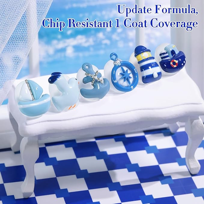 Double Rhythm 6 Pcs 15 ML Gel Polish Set Same Color Same Bottle Soak Off Gel Polish Kit Nail Art Manicure Salon DIY at Home for Women (Pale Dark Midnight Blue Navy Gray -T6-74)