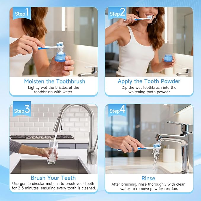 2PCS Teeth Whitening Powder,Removes Stains with No Sensitivity,Enamel-Safe Toothpaste Whitening Powder for Coffee,Tea,Food,and Tobacco Stains