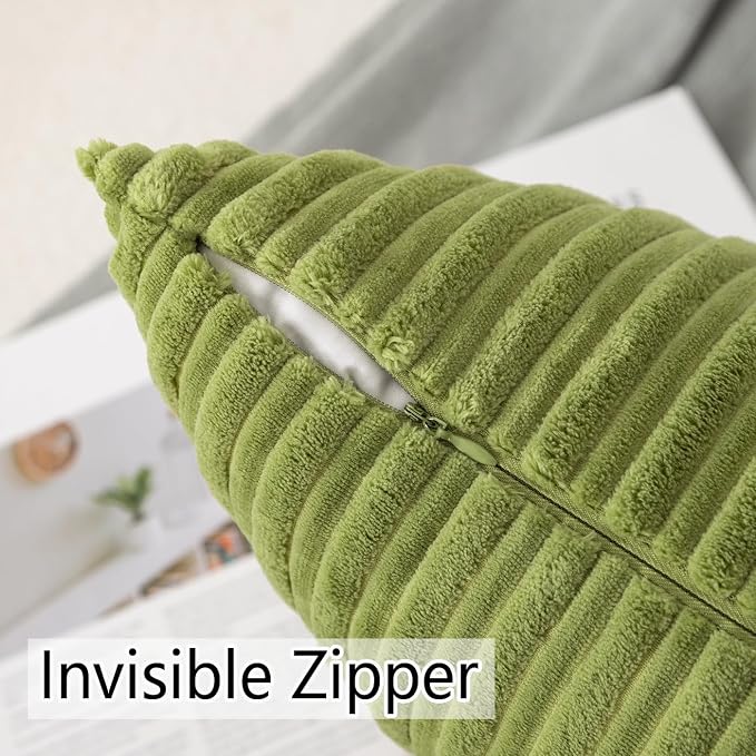 UGS UGASA Velvet Soft Solid Decorative Pillow Covers Lumbar Cushion Case for Sofa/Bedroom/Car, 1 Piece, 12x20 Inch, Green